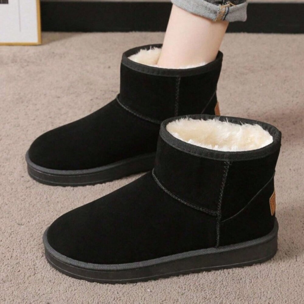 Black And White Casual Women's Faux Lined Suede Ankle/Mini Platform Boots - Picture 3 of 6